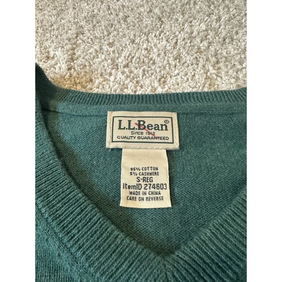 LL Bean Men's L Wicked Soft Cotton Cashmere Sweater Crewneck Green - Picture 2 of 5